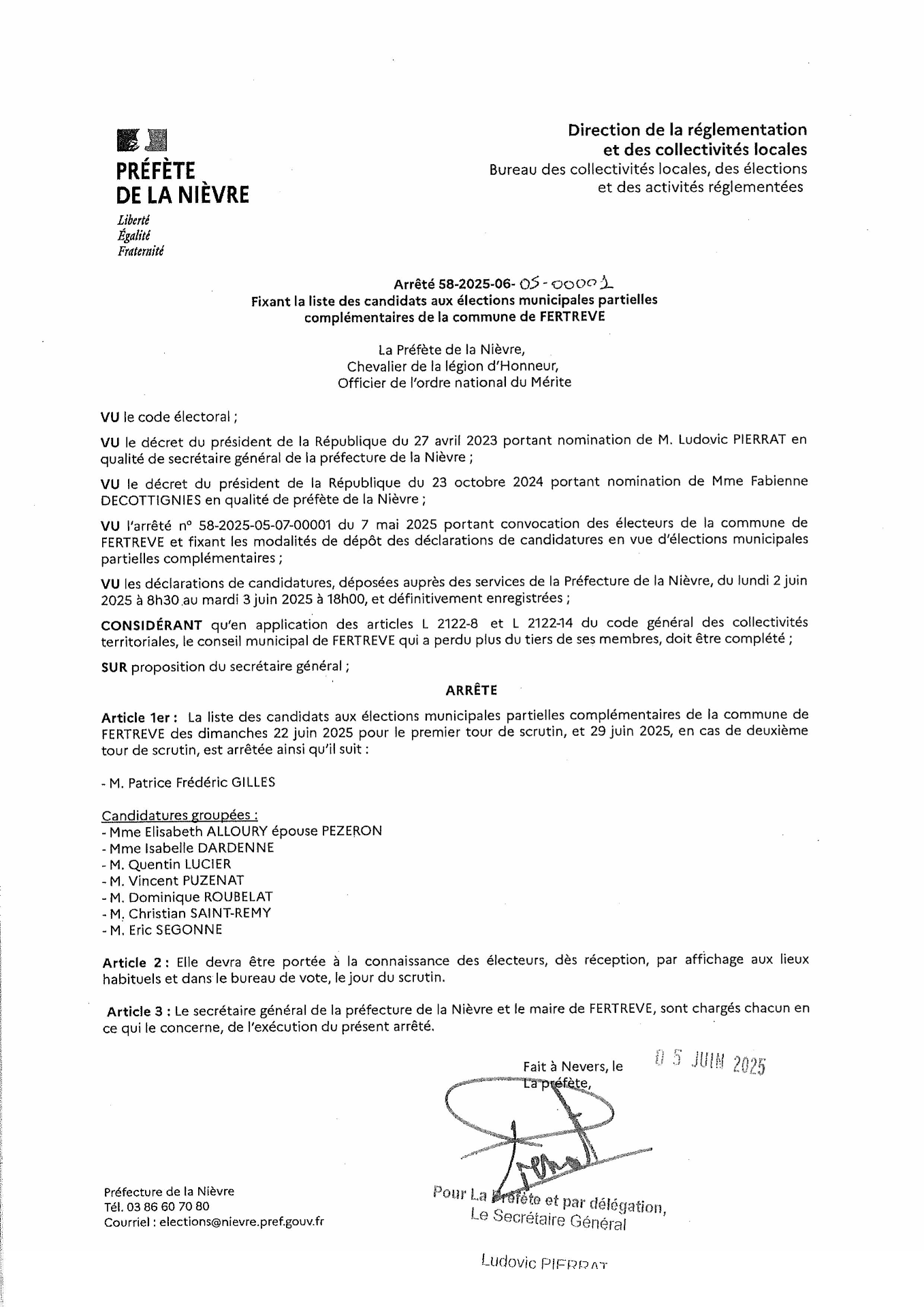 liste des candidats